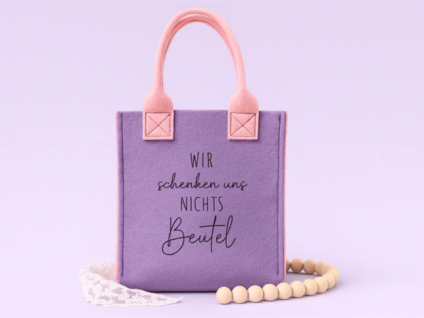 Wir schenken uns nichts Beutel Spruch - redwork Stickdatei